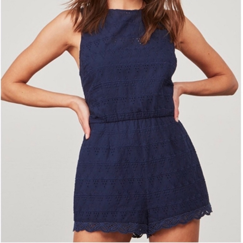 NWT BB Dakota Navy Eyelet Romper Sz 6